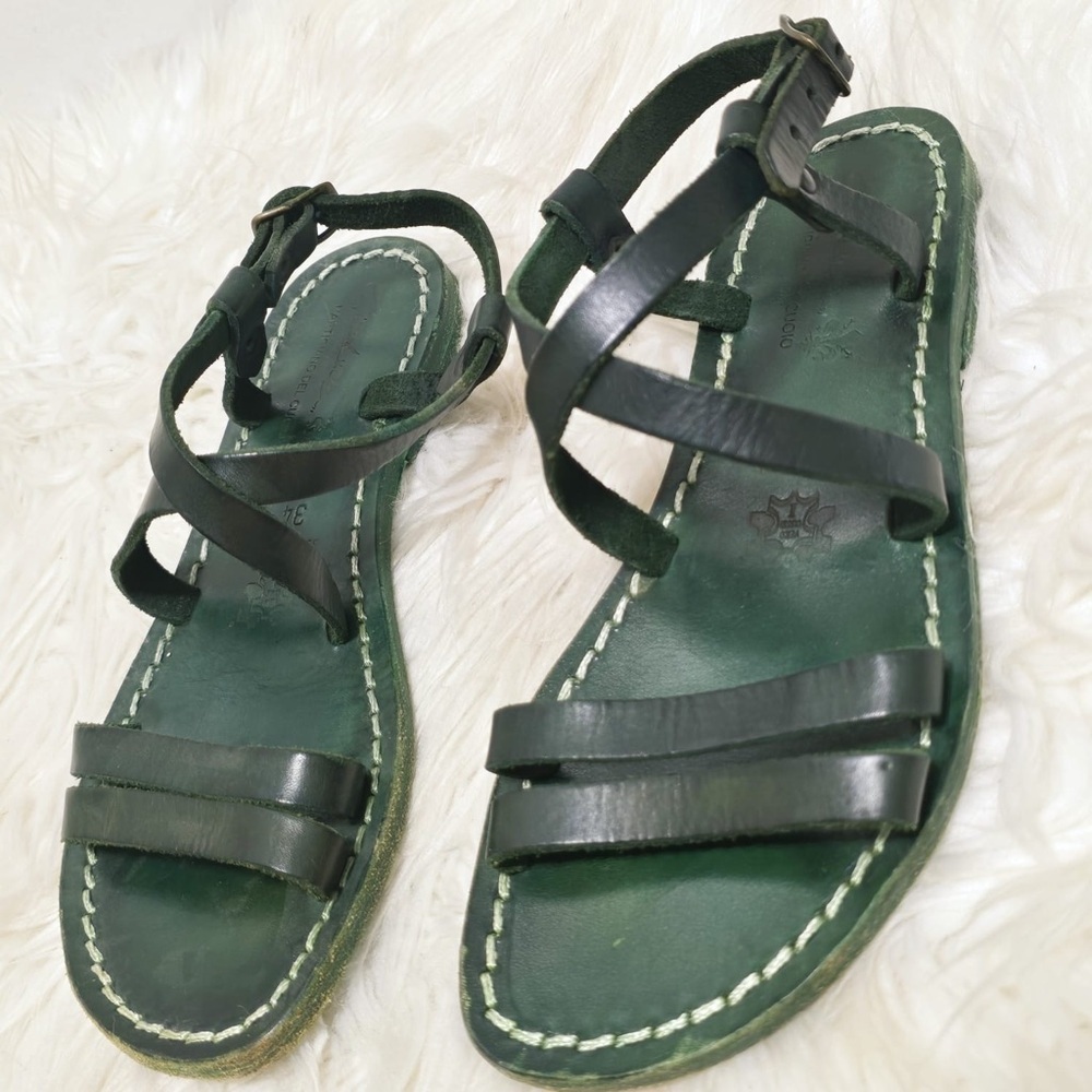 Gianluca Ankle Strap Quality Leather Sandal Green ,EUR 34 or US 5đ´